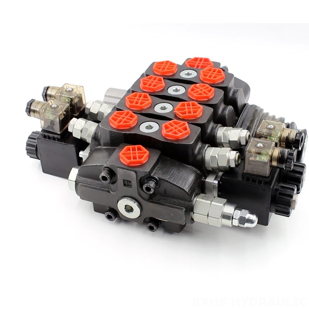 SD8 Solenoid and Joystick 3 Spool Sectional Directional Valve: Your Source for Hydraulic Control image